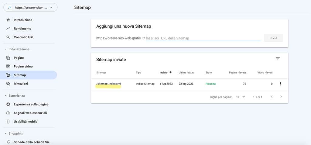 Inviare Sitemap a Google