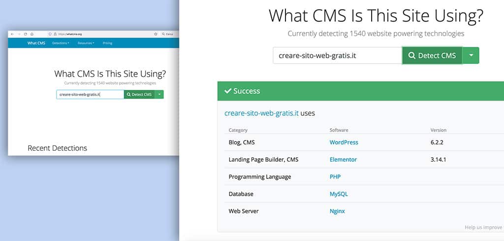 Scoprire quale CMS con whatcms.org